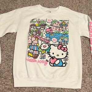 Sanrio Hello Kitty White Sweater with Pink and Blue Details